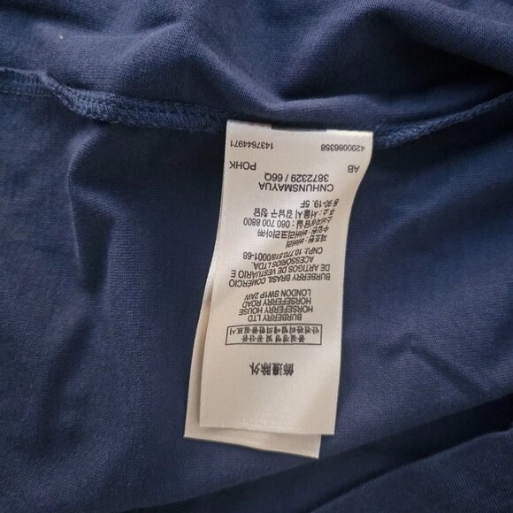 Burberry Men Tee Blue Cotton Crew Neck Short Sleeve T Shirt Size XL Authentic - Picture 11 of 12